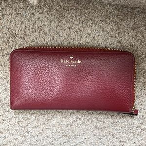 Kate spade Leila Large Continental Zip Around Wallet Maroon